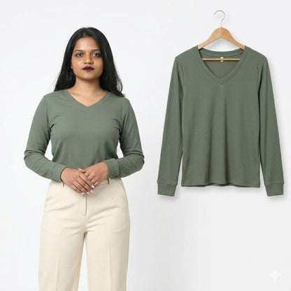 Oversized Fit Long Sleeve V-Neck Sweatshirt