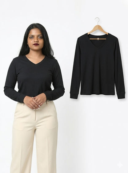 Oversized Fit Long Sleeve V-Neck Sweatshirt